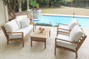 Royal Teak Coastal Wooden Set with 2-Seat Loveseat and Two Club Chairs or Miami Side Table and Miami Coffee Table