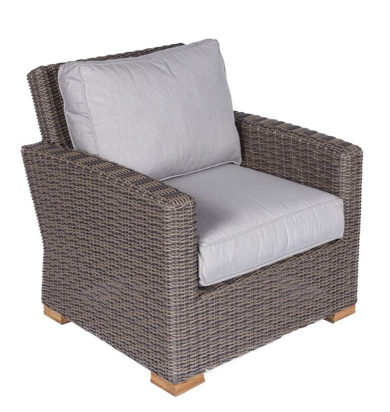 Royal Teak Sanibel Wicker Deep Seating Set with Two Club Chair Or Two Ottomans and Side Table
