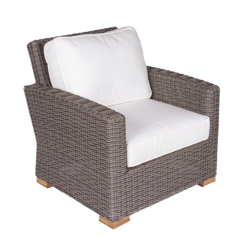 Royal Teak Sanibel Wicker Deep Seating Set with Two Club Chair or Sofa or Ottoman or Coffee Table and Side Table