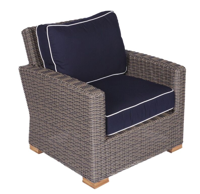 Royal Teak Sanibel Wicker Deep Seating Set with Two Club Chair Or Two Ottomans and Side Table