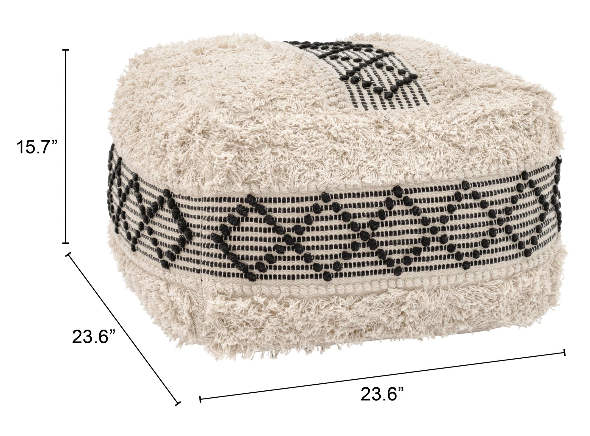 Zuo Modern Pisco Ottoman in Beige & Black
