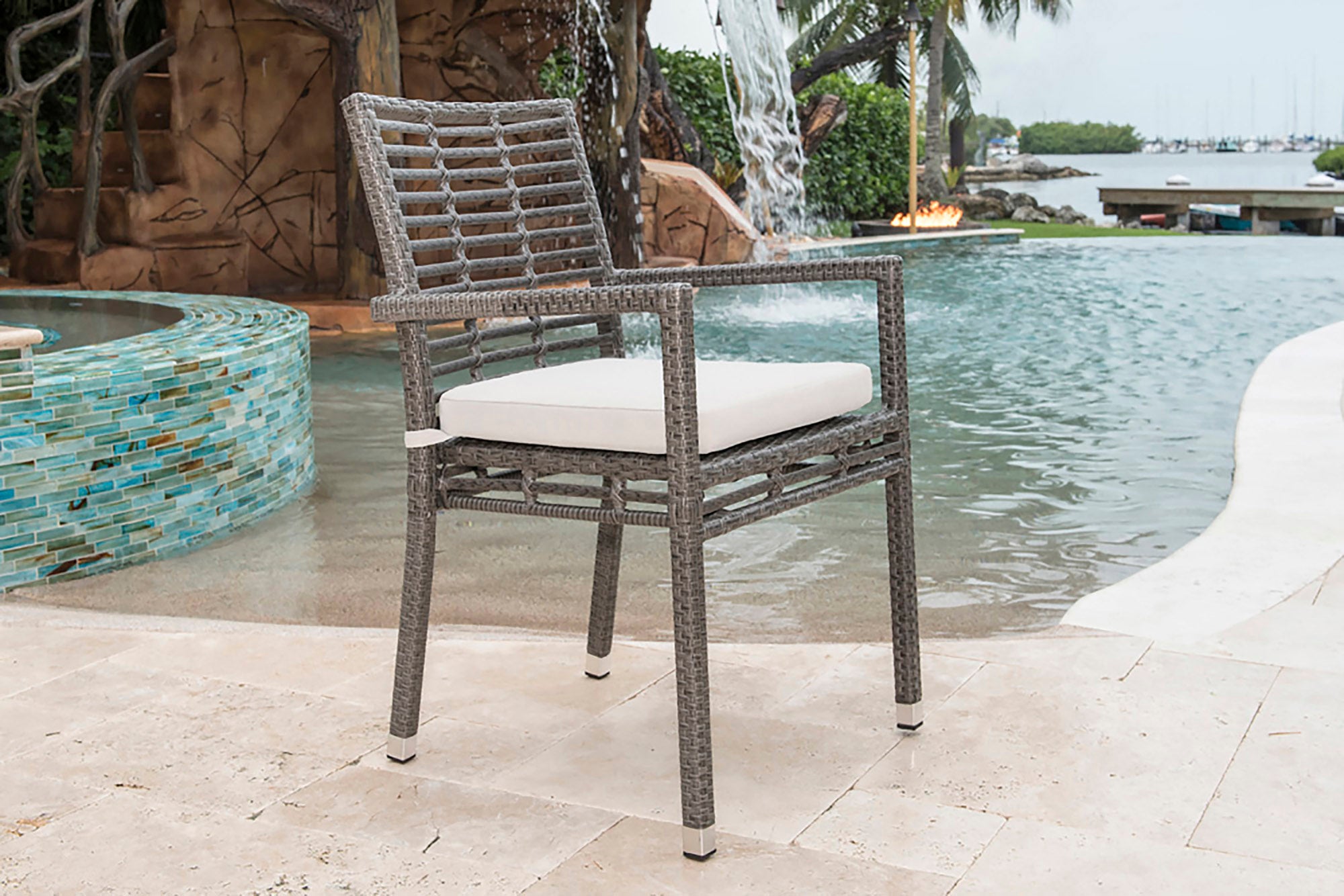 Panama Jack Outdoor Graphite Stackable Arm Chair