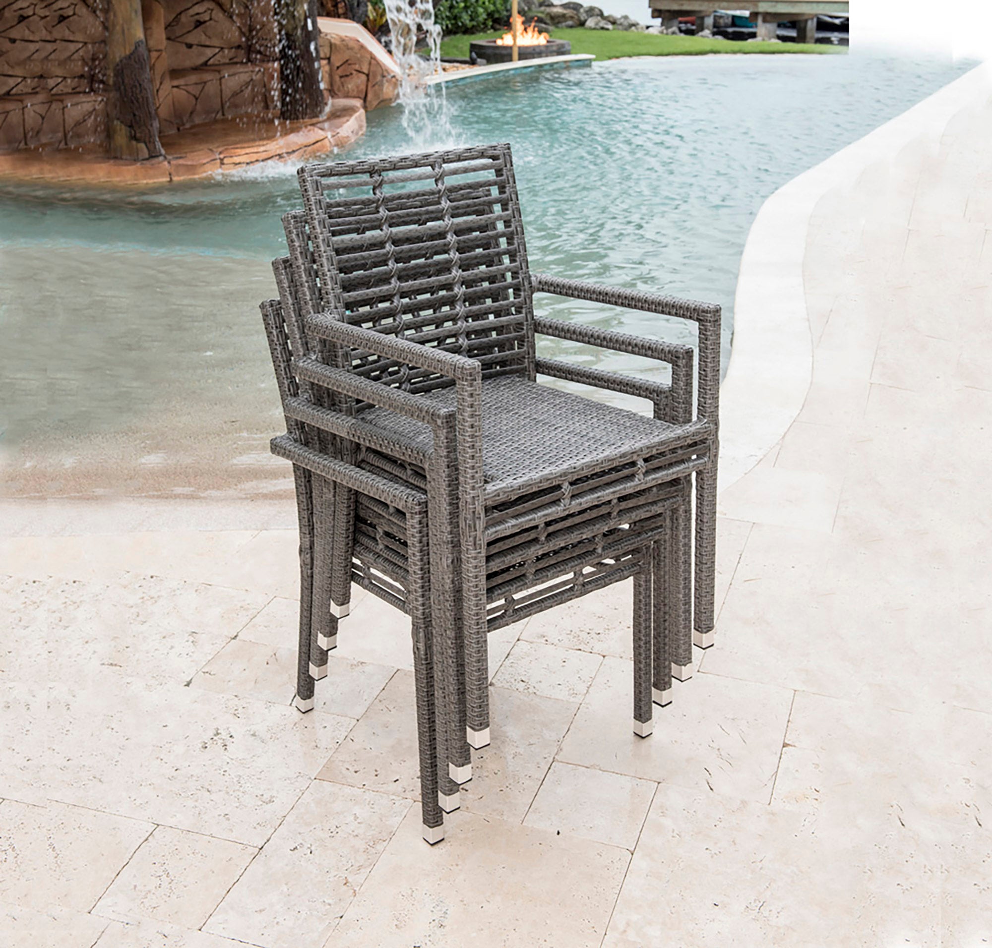 Panama Jack Outdoor Graphite Stackable Arm Chair