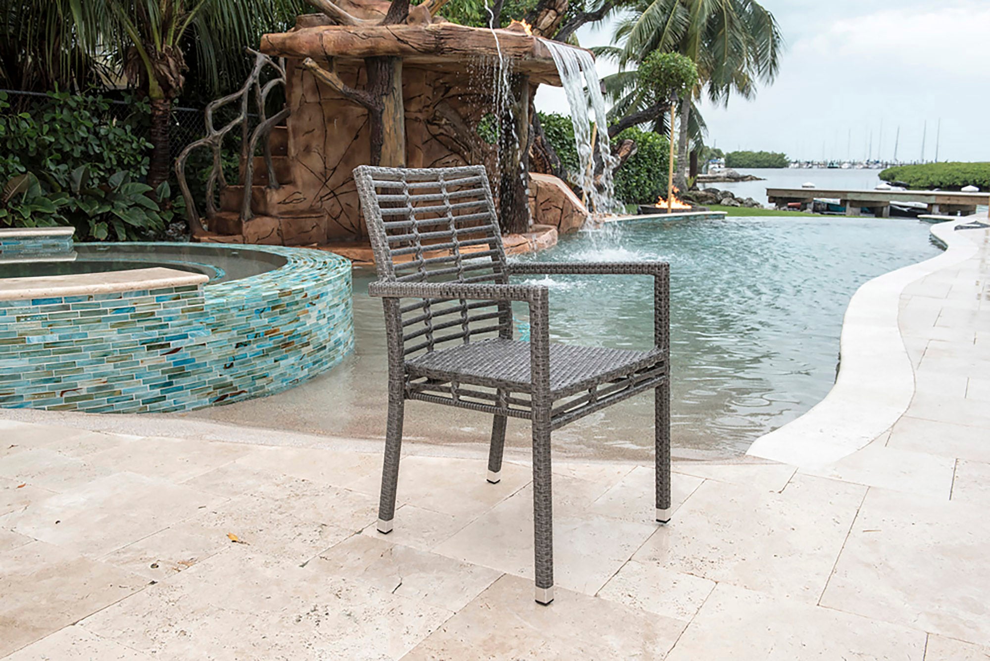 Panama Jack Outdoor Graphite Stackable Arm Chair