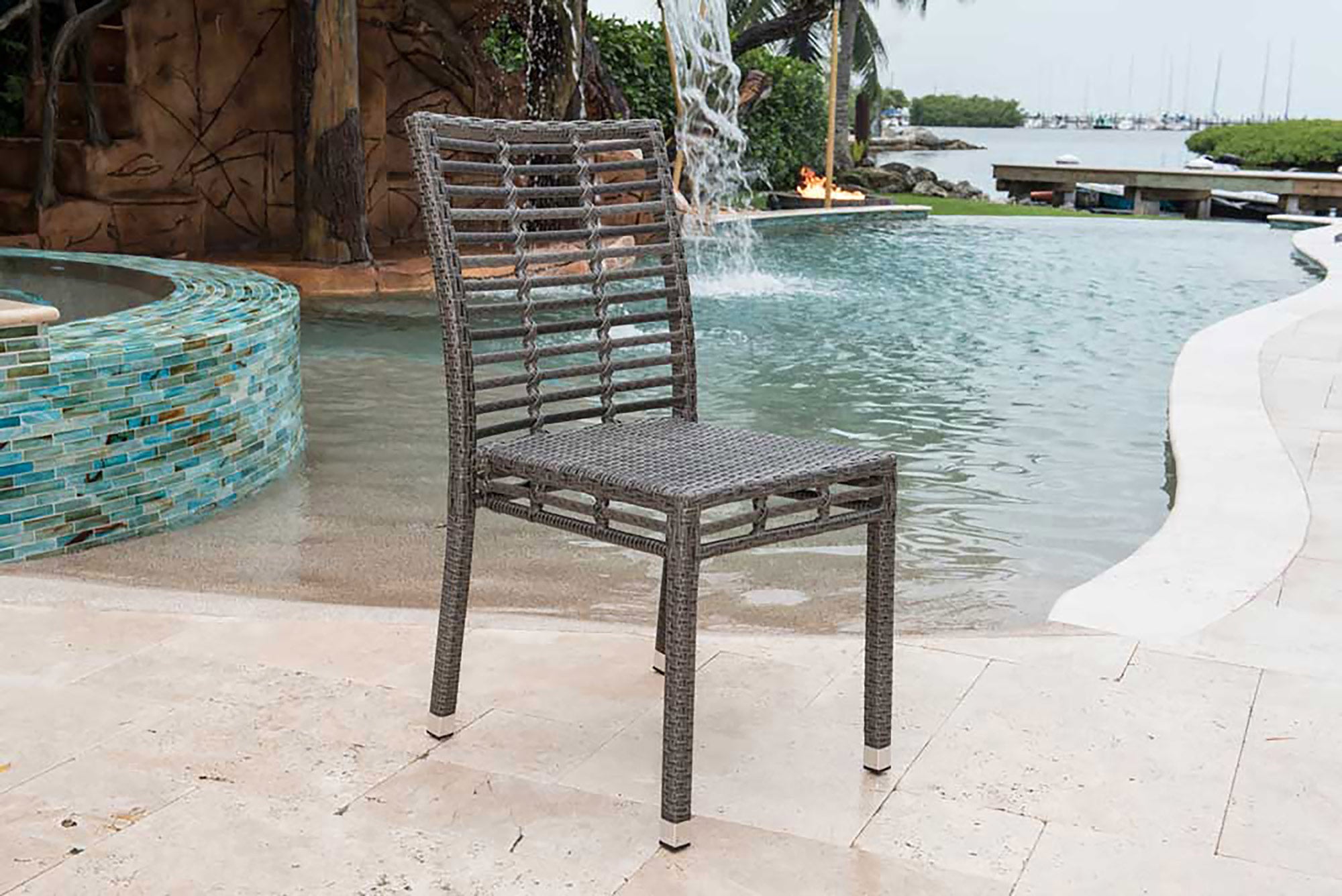 Panama Jack Outdoor Graphite Stackable Side Chair