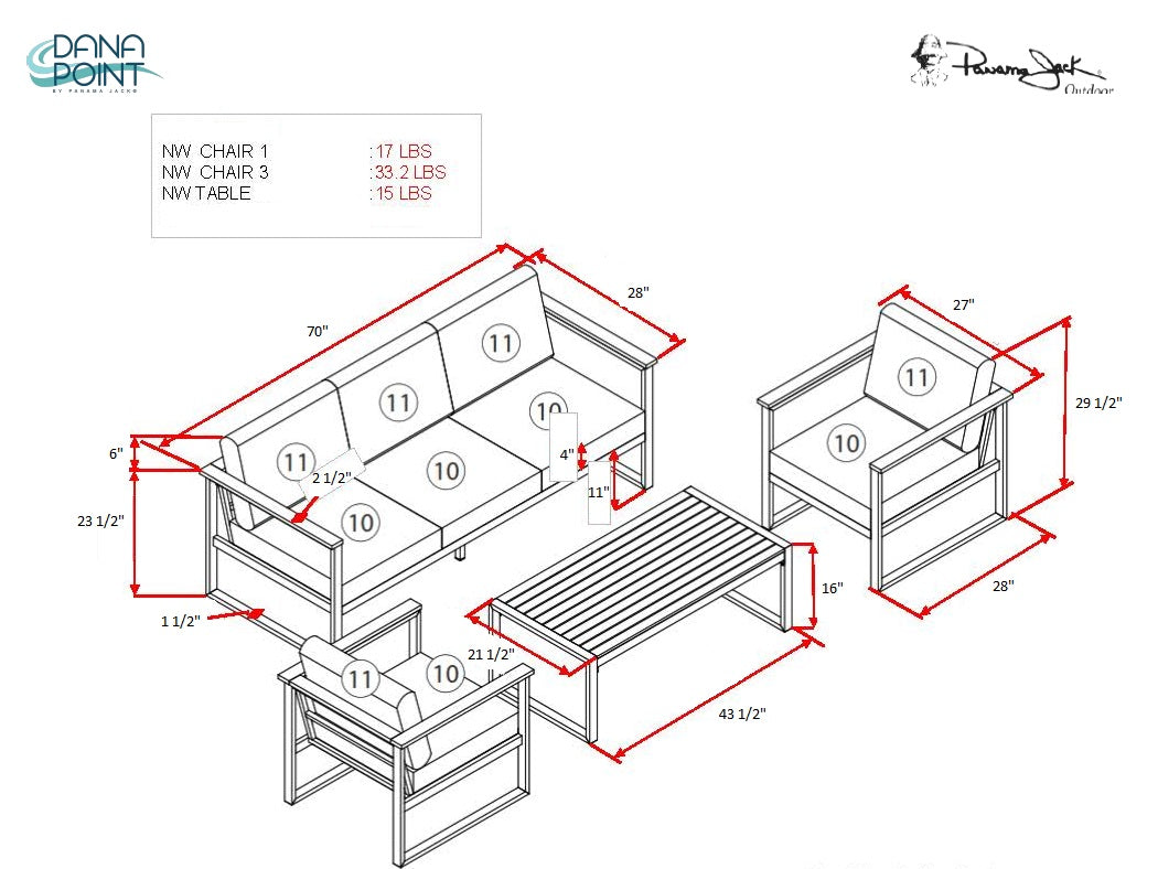 Panama Jack Outdoor Dana Point 4-Piece Seating Set