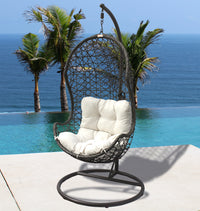 Panama Jack Outdoor Accents Hanging Chair with Metal Stand and Cushions