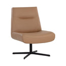 Sunpan Karson Swivel Lounge Chair in Alpine Grey / Linea Wood Leather