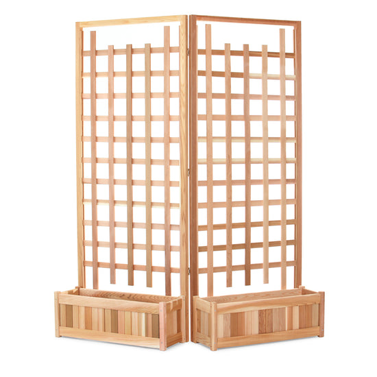 All Things Cedar Twin 30" Planter Boxes & Trellis Privacy Screen
