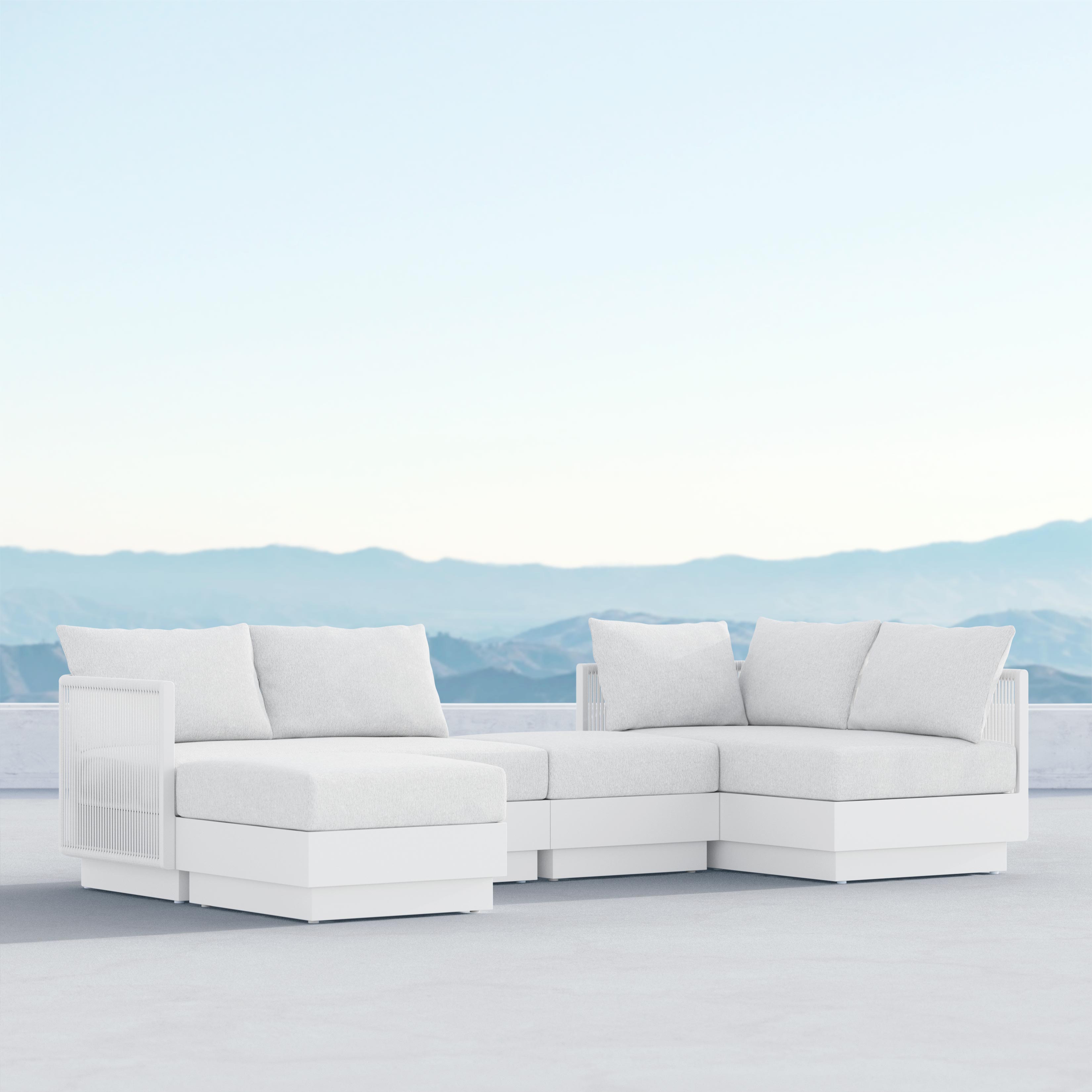 Azzurro Living Porto Sectional Sofa In Matte White/Charcoal Aluminum Frame - Build Your Own