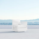 Azzurro Living Porto Swivel Club Chair In Matte White/Charcoal Aluminum With Pearl Gray/Ash All-Weather Rope