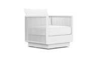 Azzurro Living Porto Swivel Club Chair In Matte White/Charcoal Aluminum With Pearl Gray/Ash All-Weather Rope