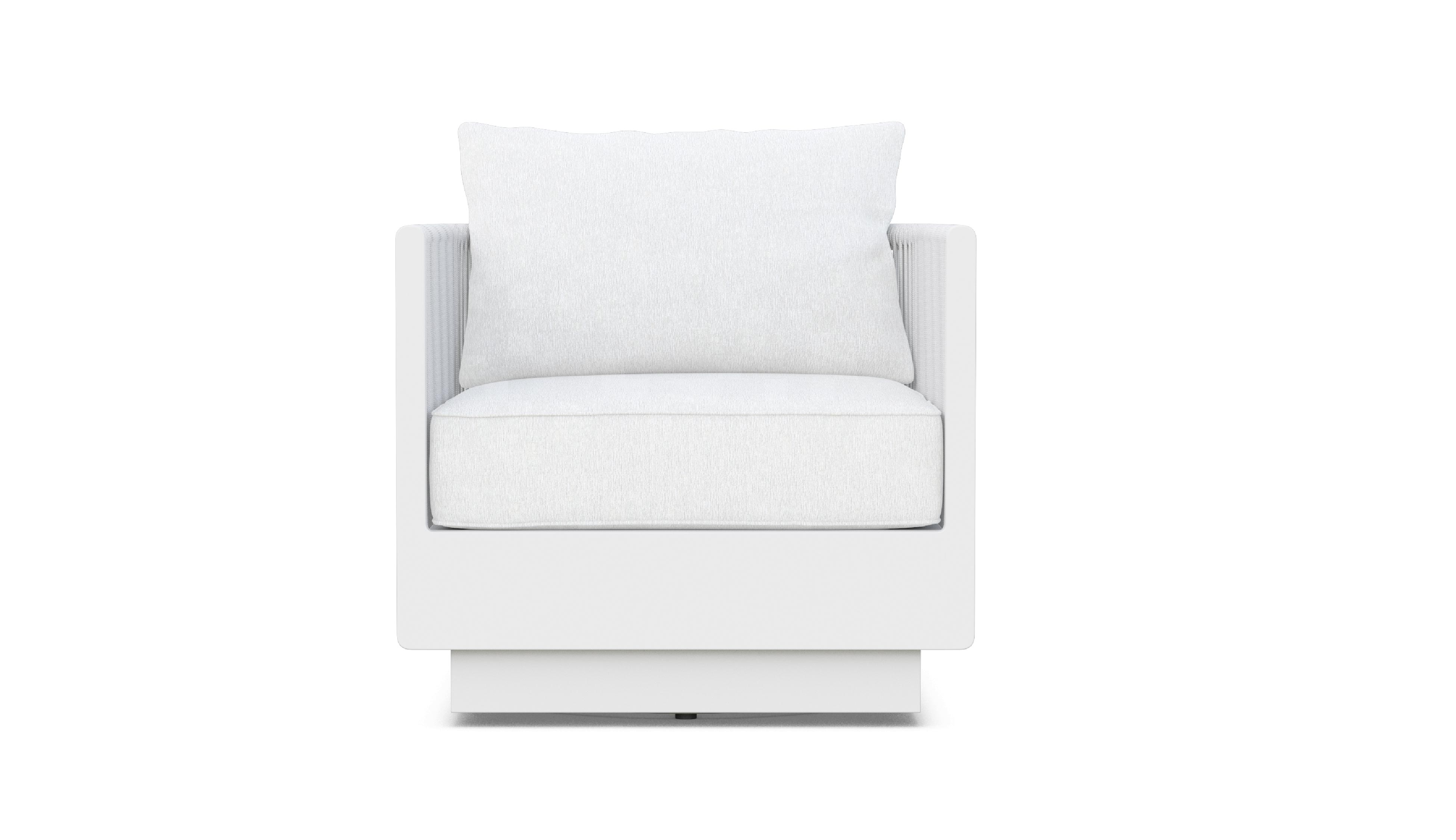 Azzurro Living Porto Swivel Club Chair In Matte White/Charcoal Aluminum With Pearl Gray/Ash All-Weather Rope