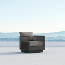 Azzurro Living Porto Swivel Club Chair In Matte White/Charcoal Aluminum With Pearl Gray/Ash All-Weather Rope