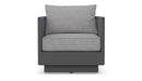 Azzurro Living Porto Swivel Club Chair In Matte White/Charcoal Aluminum With Pearl Gray/Ash All-Weather Rope