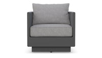 Azzurro Living Porto Swivel Club Chair In Matte White/Charcoal Aluminum With Pearl Gray/Ash All-Weather Rope