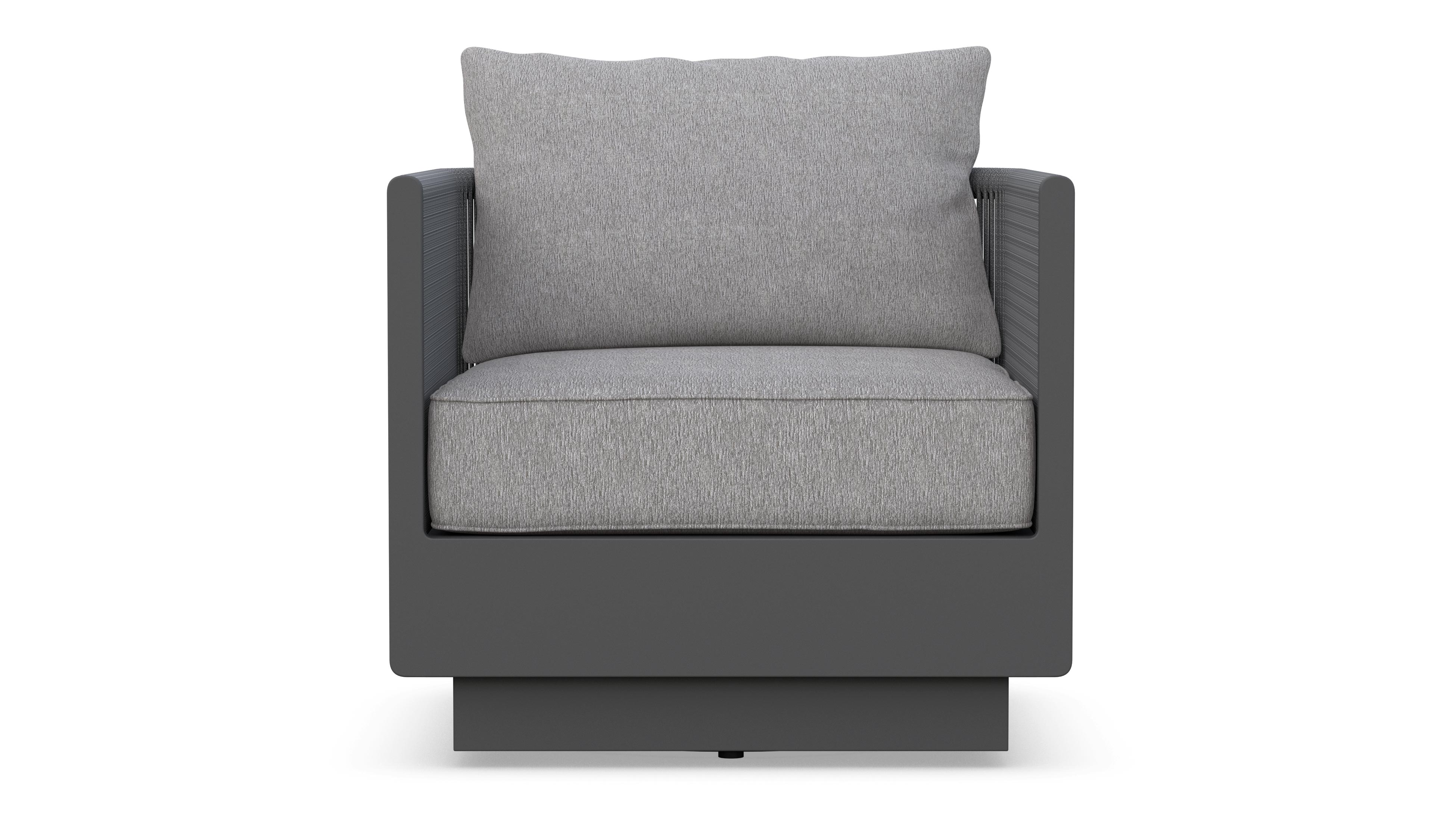 Azzurro Living Porto Swivel Club Chair In Matte White/Charcoal Aluminum With Pearl Gray/Ash All-Weather Rope