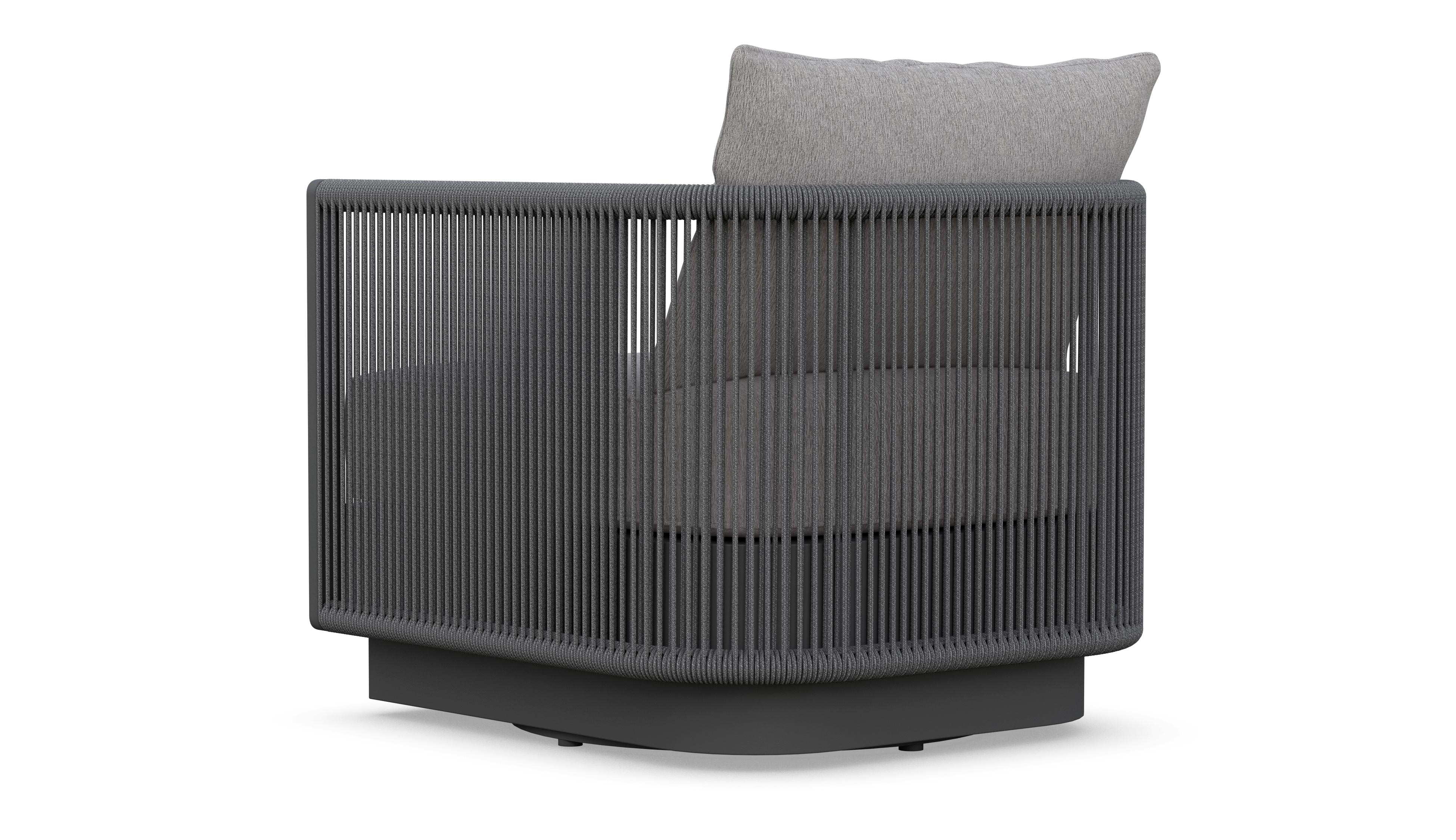 Azzurro Living Porto Swivel Club Chair In Matte White/Charcoal Aluminum With Pearl Gray/Ash All-Weather Rope
