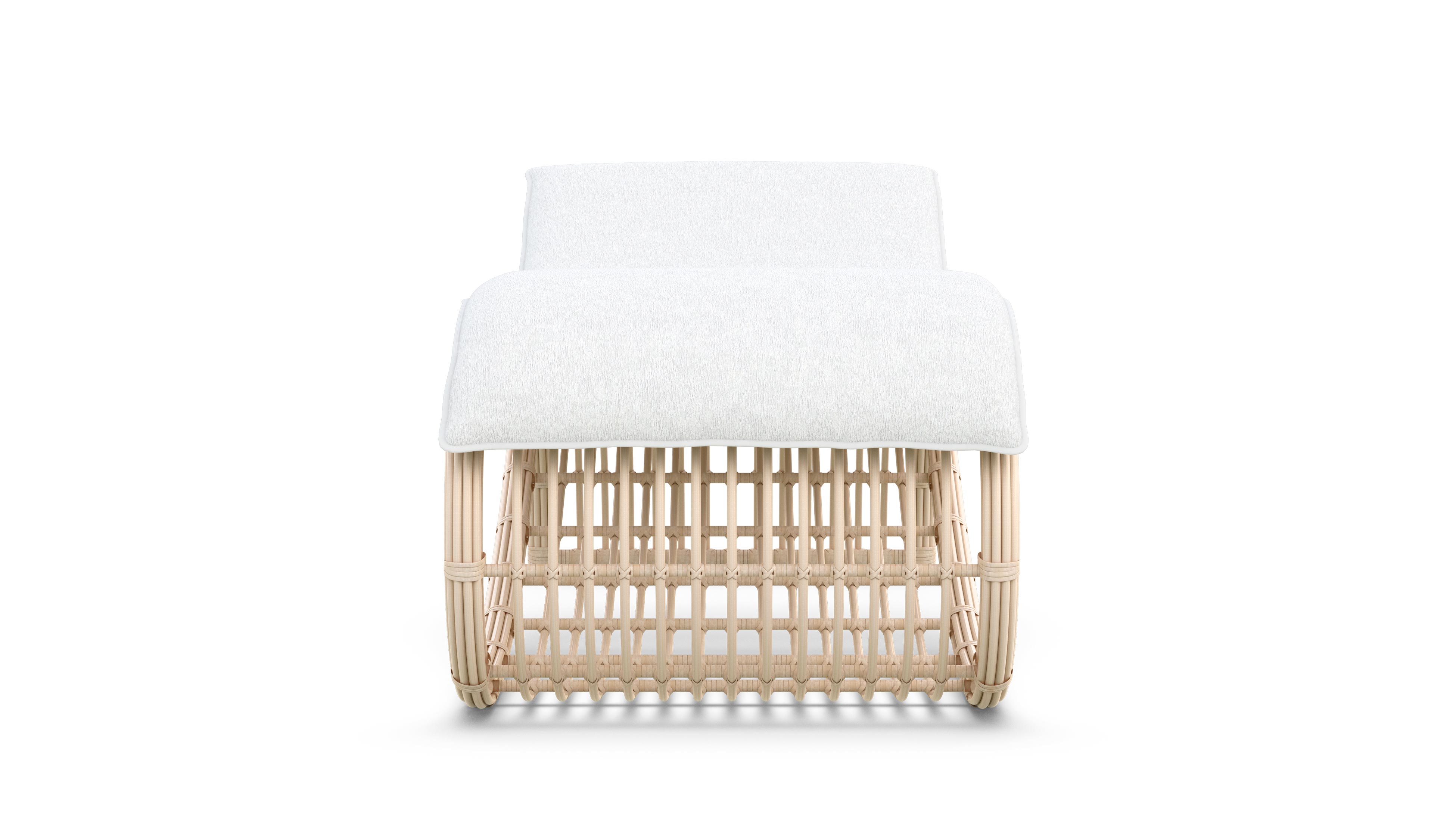 Azzurro Living Paloma Wave Lounge Chair With Matte White Aluminum Frame And Almond All-Weather Wicker