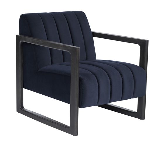 Sunpan Joaquin Lounge Chair Bravo Metal / Metropolis Blue