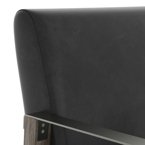 Sunpan Earl Dining Armchair in Ash Grey - Brentwood Charcoal / Natural - Pecan Leather