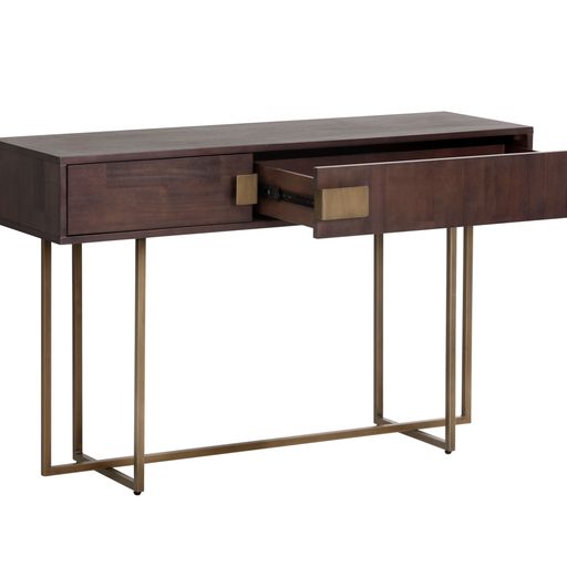 Sunpan Jade Console Table Antique Brass-Dark Mango / Antique Silver-Ash Grey