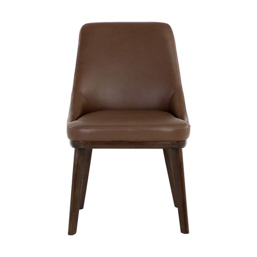 Sunpan Jody Dining Chair in Alpine Grey / Linea Light Grey / Missouri Mahogany Leather - Set of Two
