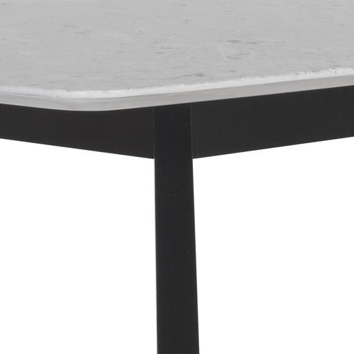 Sunpan Kali Dining Table 70.5" in Black - Grey Marble / Pale Honey - White Marble