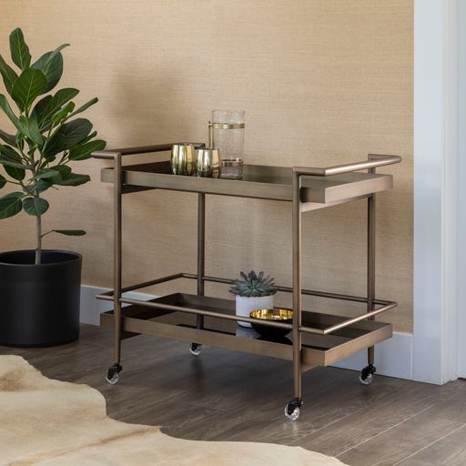 Sunpan Livingston Bar Cart Antique Brass / Black