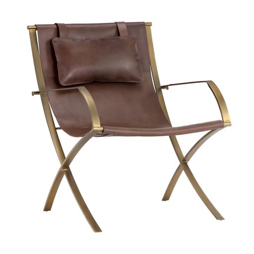 Sunpan Willis Lounge Chair - Brown Leather