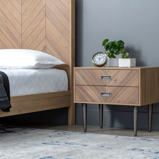 Sunpan Greyson Nightstand in Light / Smoke Acacia