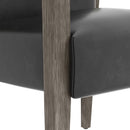 Sunpan Earl Dining Armchair in Ash Grey - Brentwood Charcoal / Natural - Pecan Leather