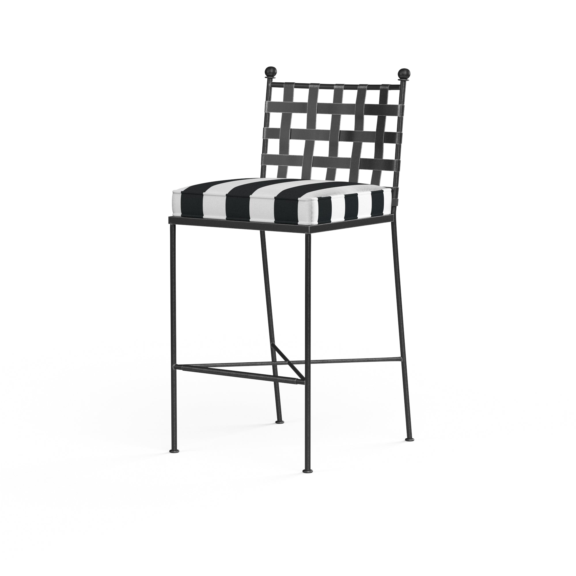 Sunset West Provence Wrought Iron Barstool with Cushion