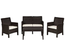 Rainbow Outdoor Nova 4-Piece Settee Set with Loveseat and Cushions-Brown