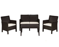 Rainbow Outdoor Nova 4-Piece Settee Set with Loveseat and Cushions-Brown