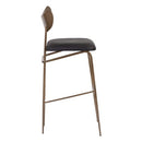 Sunpan Gibbons Barstool in Antique Brass - Charcoal Black Leather / Black - Bravo Portabella