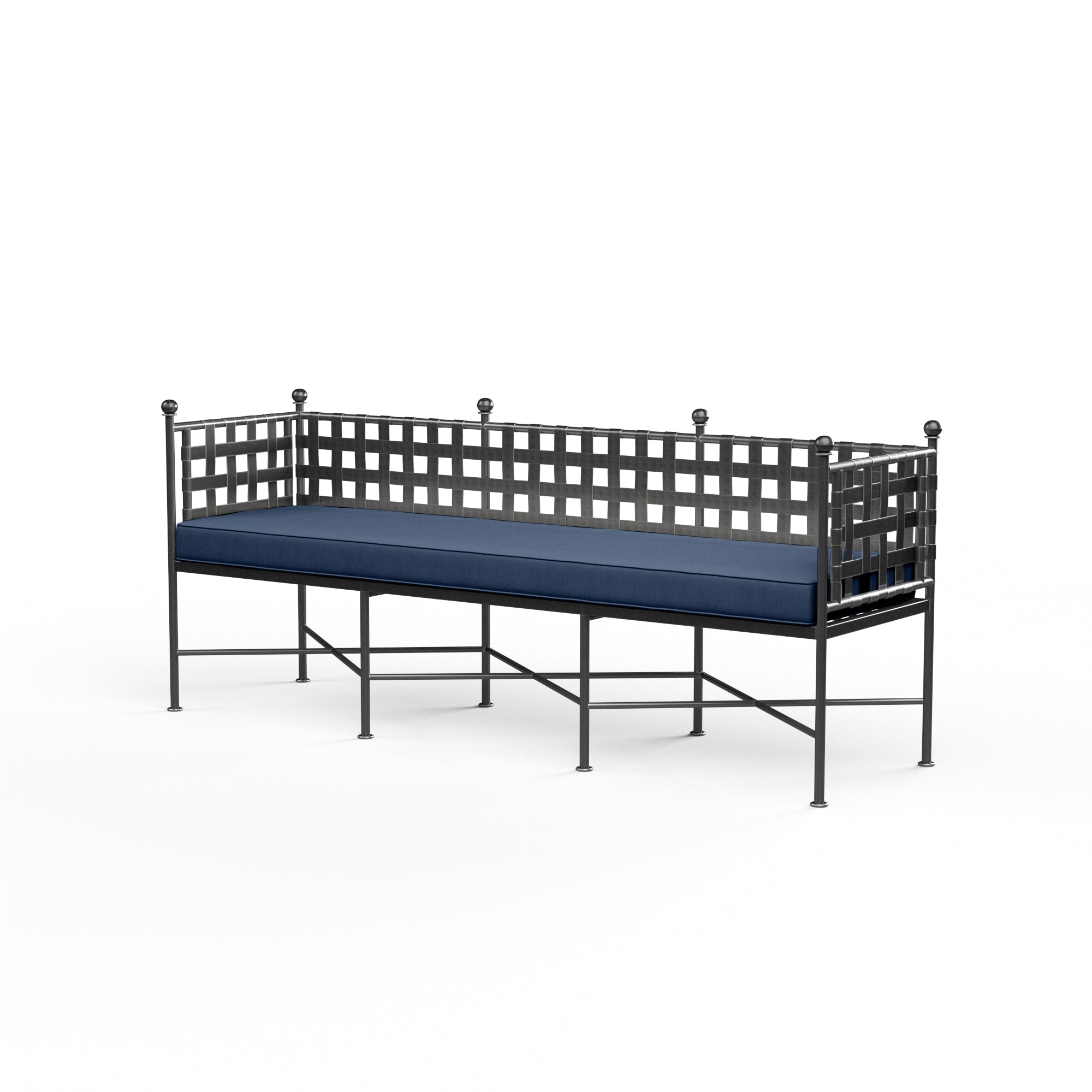 Sunset West Provence Wrought Iron Garden Bench with Cushion