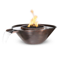 The Outdoor Plus 31" Remi Hammered Copper Fire and Water Bowl - Gravity Spill