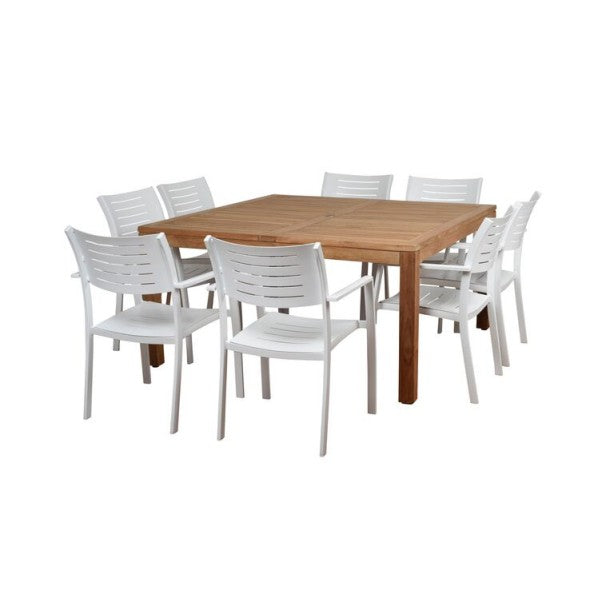 International Home Miami Amazonia Noordam 9 Piece Teak Square Patio Dining Set