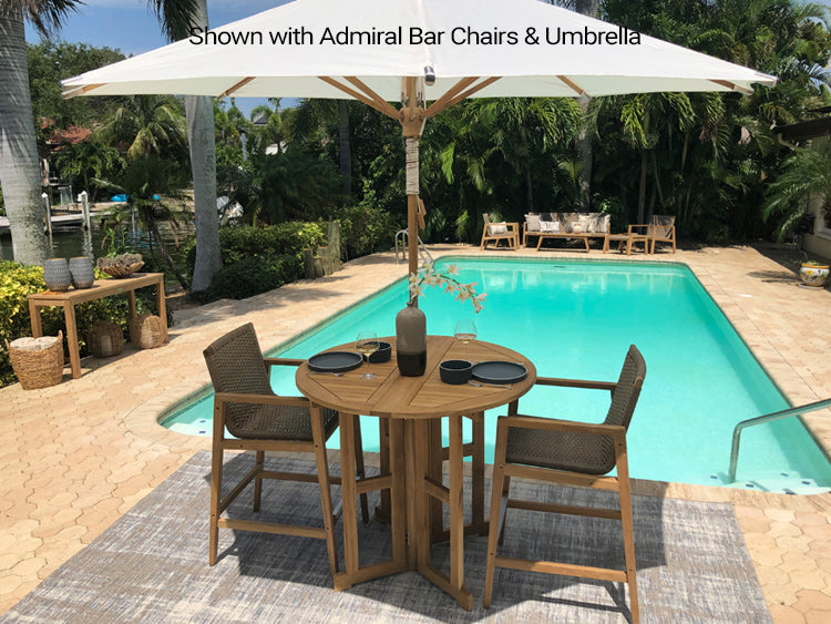 Royal Teak Admiral Bar Drop Leaf Table Round 45"