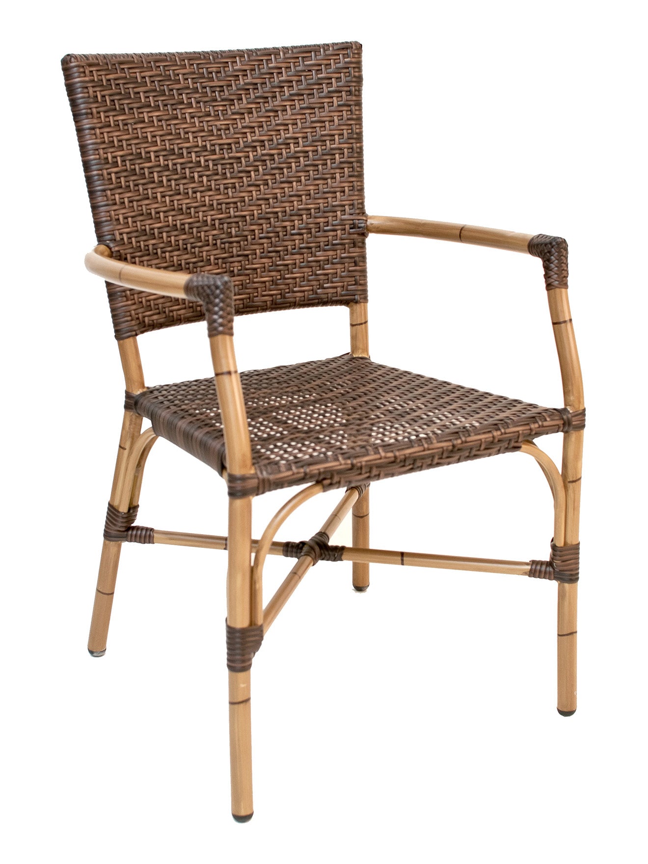 Florida Seating Hand Painted Aluminum Frame Arm Chair with PE Weave And Binding Back And Seat - RT-04