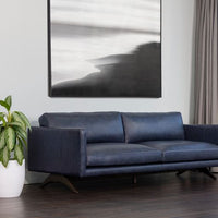 Sunpan Rogers Sofa Cortina Black / Cortina Ink / Shalimar Tobacco Leather