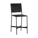 Sunpan Omari Counter Stool Black Leather / Sueded Light Tan Leather