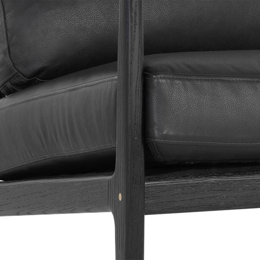 Sunpan Gilmore Lounge Chair  Black - Black Leather / Walnut - Vienna Cream