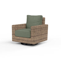 Sunset West Havana Swivel Club Rocker With Cushions In Canvas Flax