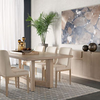 Sunpan Elisa Dining Chair in Grey Oak - Dazzle Cream / Naya Check Black / Light Oak - Mainz Cream