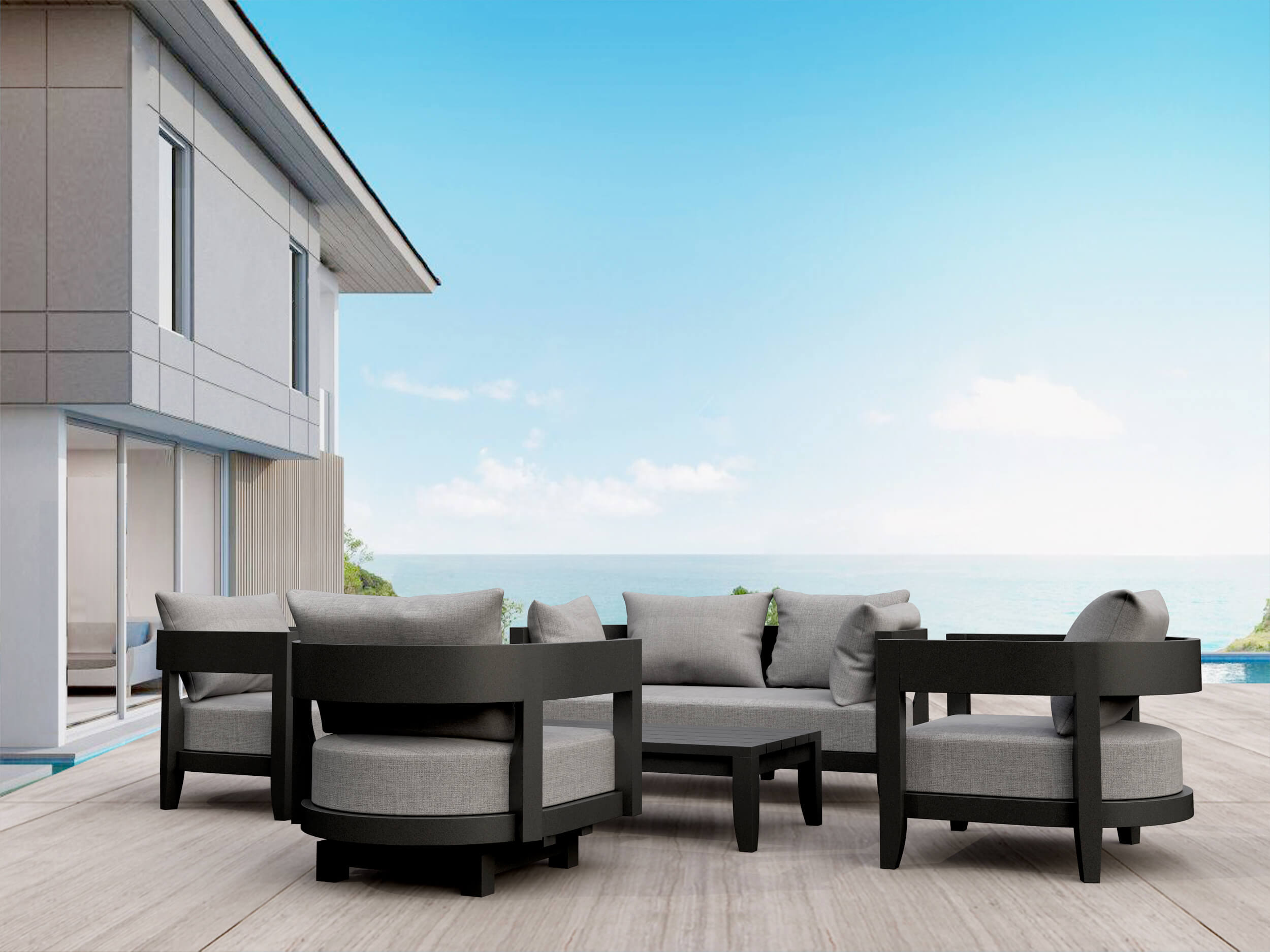 Anderson Teak SET-173 5-pc Coronado Aluminum Deep Seating Set