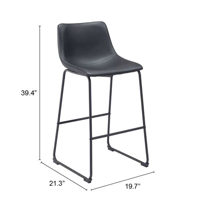Zuo Modern Smart Barstool in Black