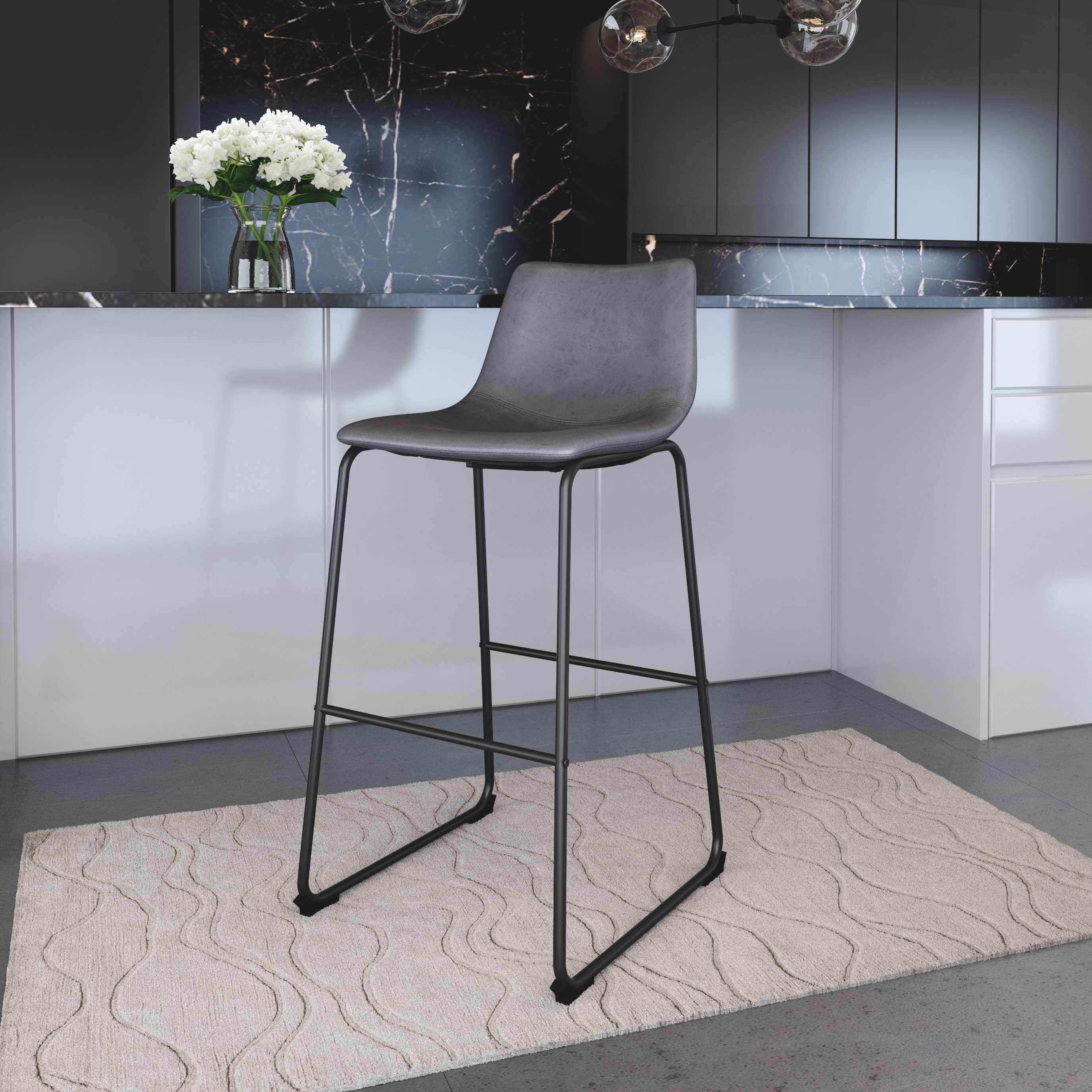 Zuo Modern Smart Barstool in Black/Charcoal/Vintage Espresso