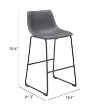 Zuo Modern Smart Barstool in Black/Charcoal/Vintage Espresso